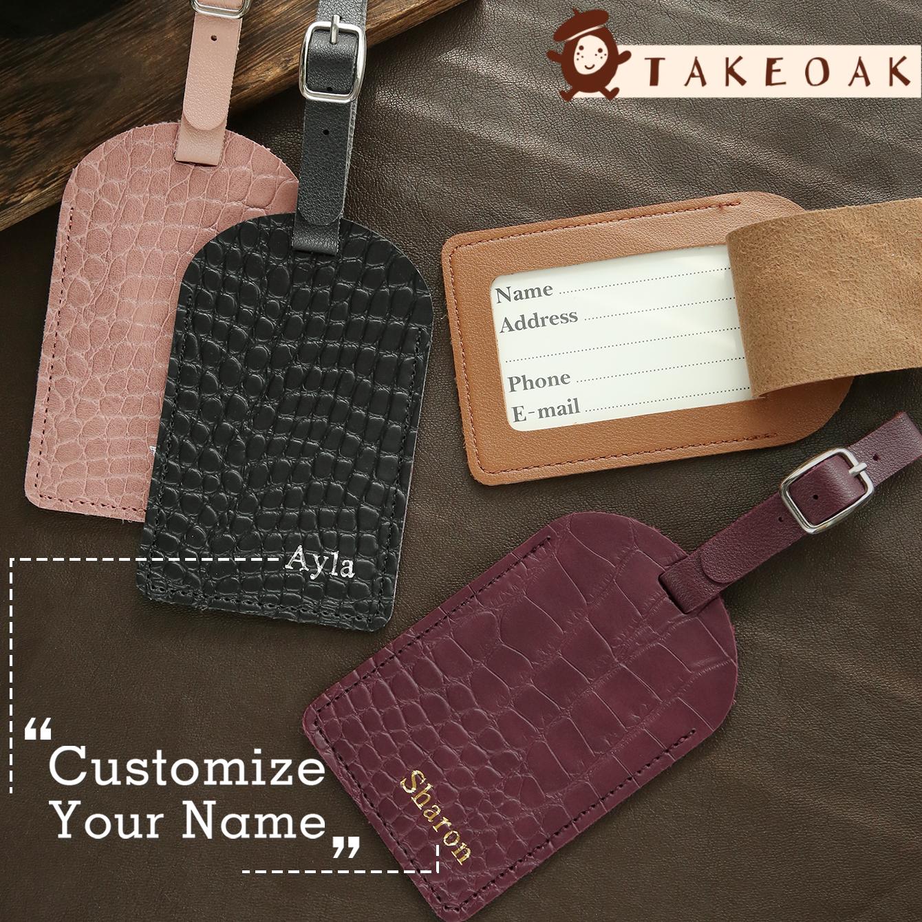 Travel Accessories Luggage Straps - بطاقة أمتعة جلدية مخصصة باسمك بنقشة