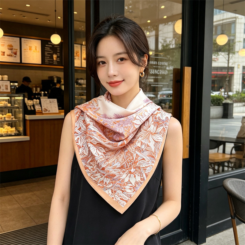 Travel Hair Accessories - وشاح حريري ناعم للنساء، مناديل مربعة
