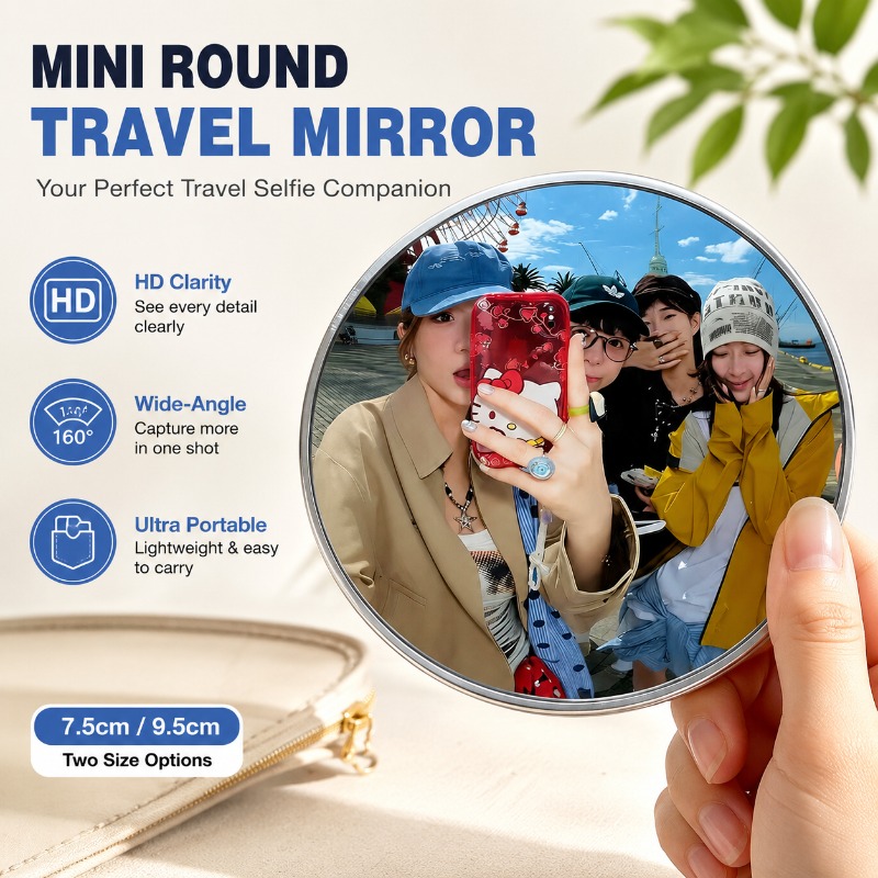 Travel Accessories Deals - مرآة محدبة محمولة مستديرة للتصوير بزاوية