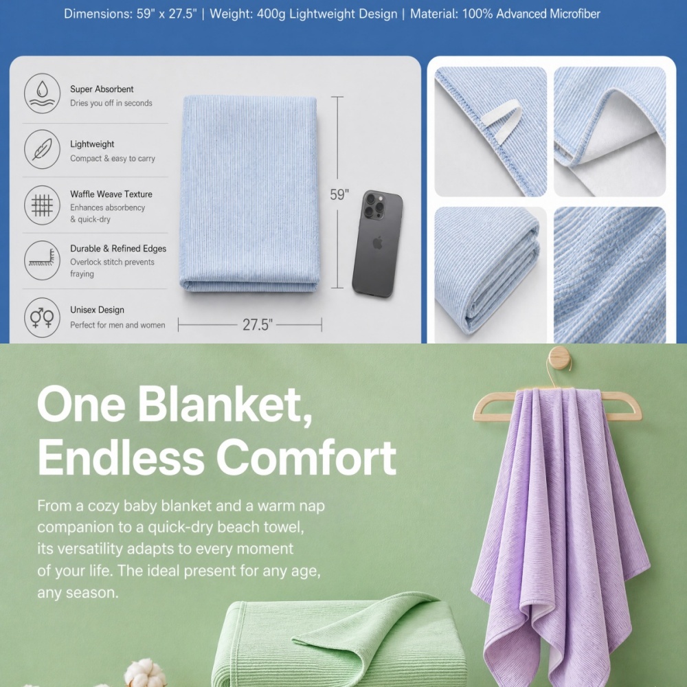 منشفة حمام قطنية 100% مخططة من - مراجعة Travel Towel Quick Dry وسعره