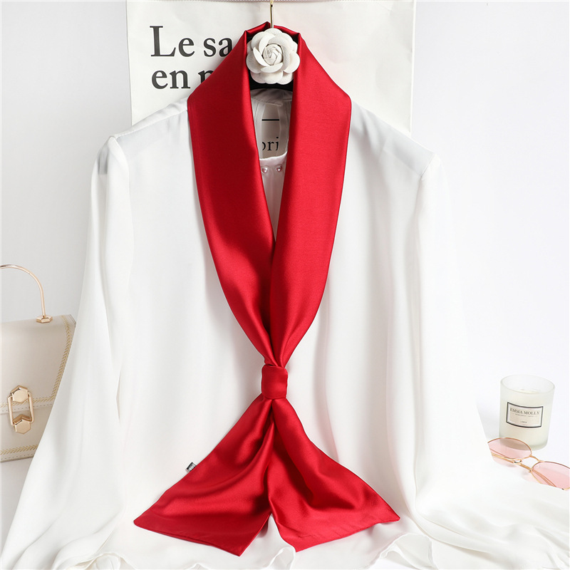 وشاح حريري طويل بلون أحمر سادة - مراجعة Travel Hair Accessories وسعره